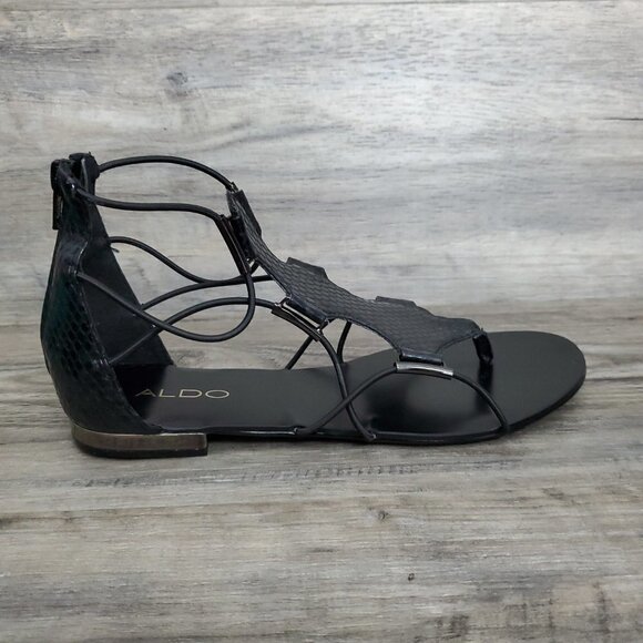 ❤️366 Aldo Zeanna Split Toe Casual Black Gladiator Sandal - Picture 14 of 14